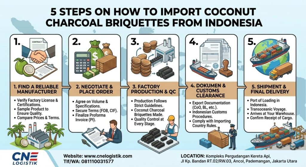5 Steps on How to Import Coconut Charcoal Briquettes from Indonesia