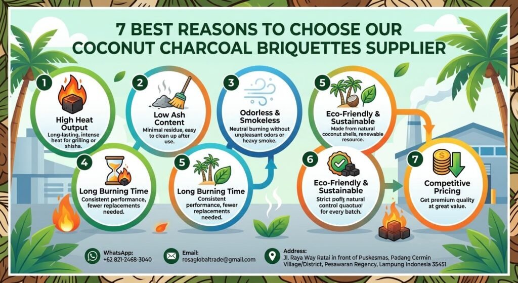 7 Best Reasons to Choose Our Coconut Charcoal Briquettes Supplier